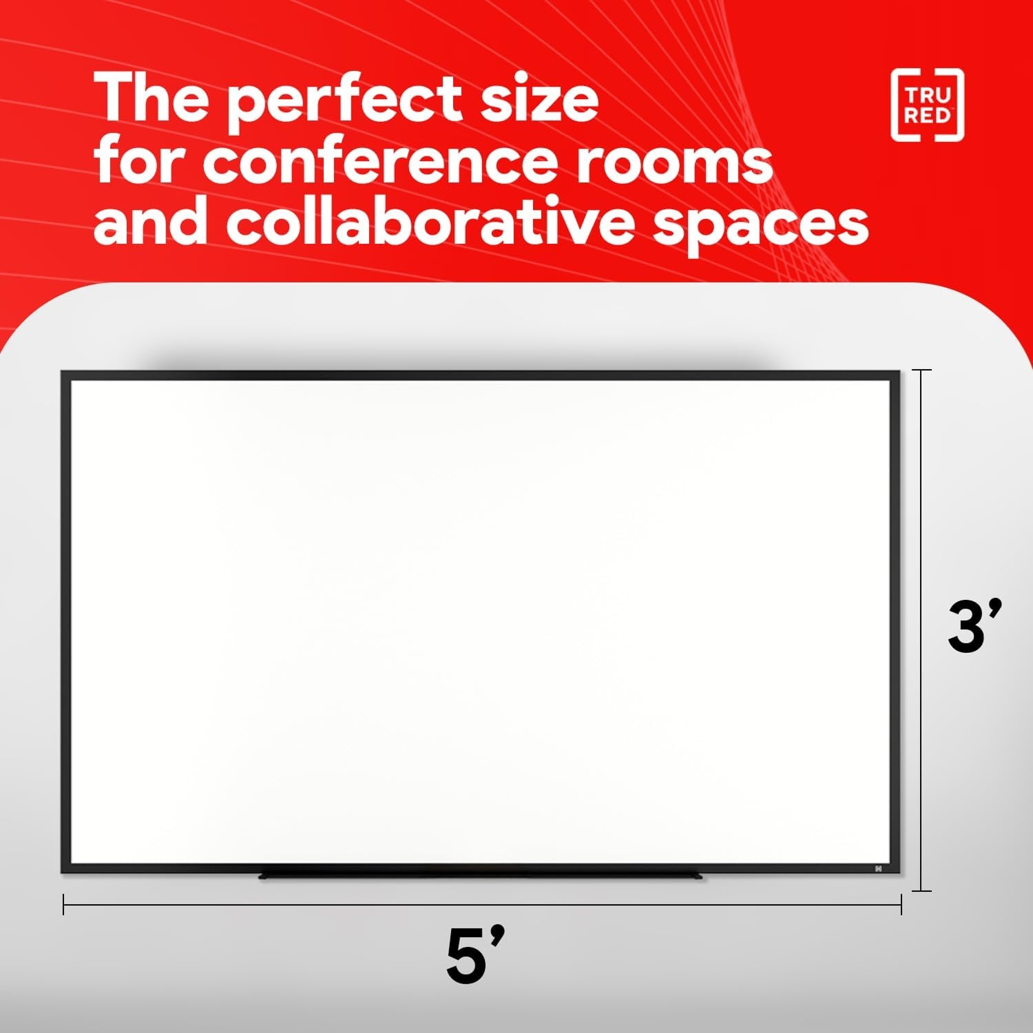 image:imageTRU RED Steel Magnetic Whiteboard Dry Erase Board for Wall White Board with Satin Frame 2 ft x 15 ftBlack