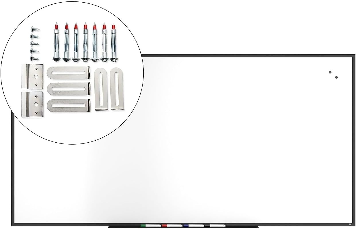 image:imageTRU RED Steel Magnetic Whiteboard Dry Erase Board for Wall White Board with Satin Frame 2 ft x 15 ftBlack