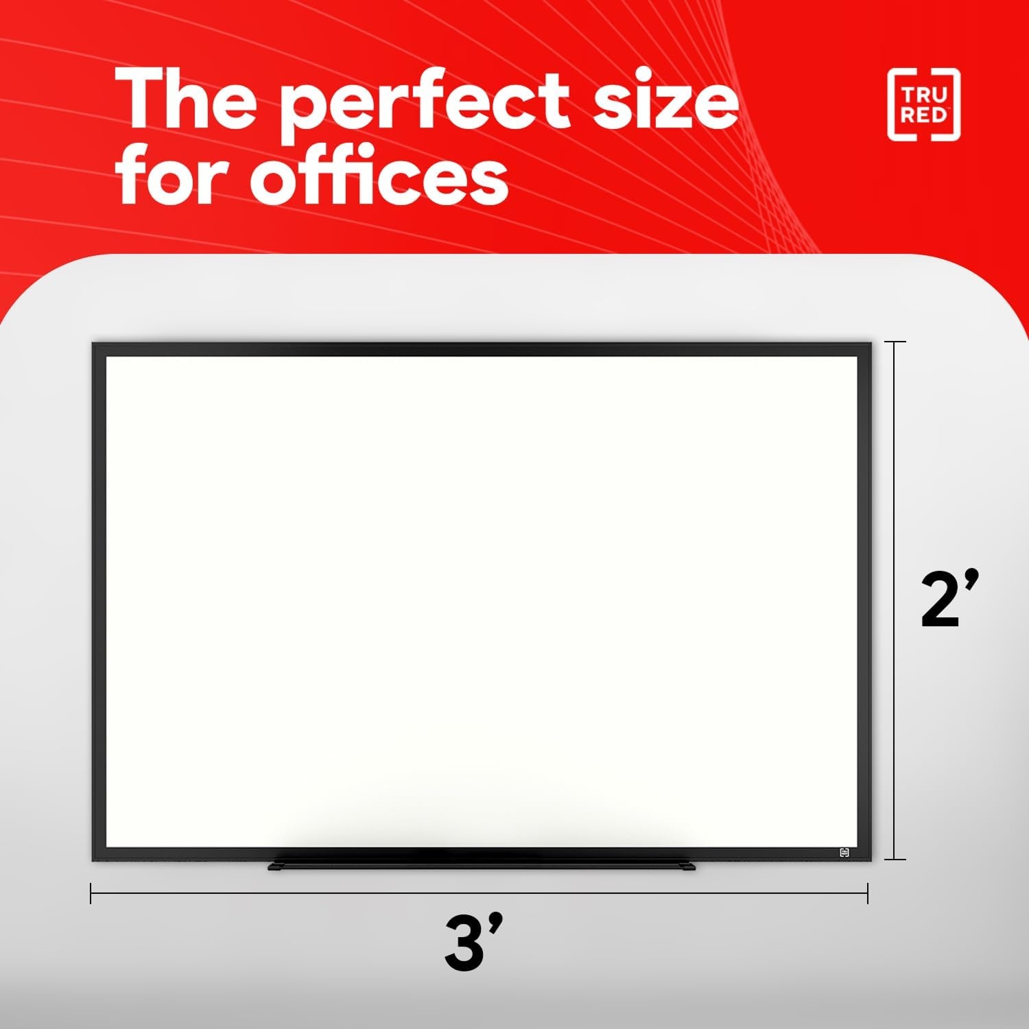 image:imageTRU RED Steel Magnetic Whiteboard Dry Erase Board for Wall White Board with Satin Frame 2 ft x 15 ftBlack