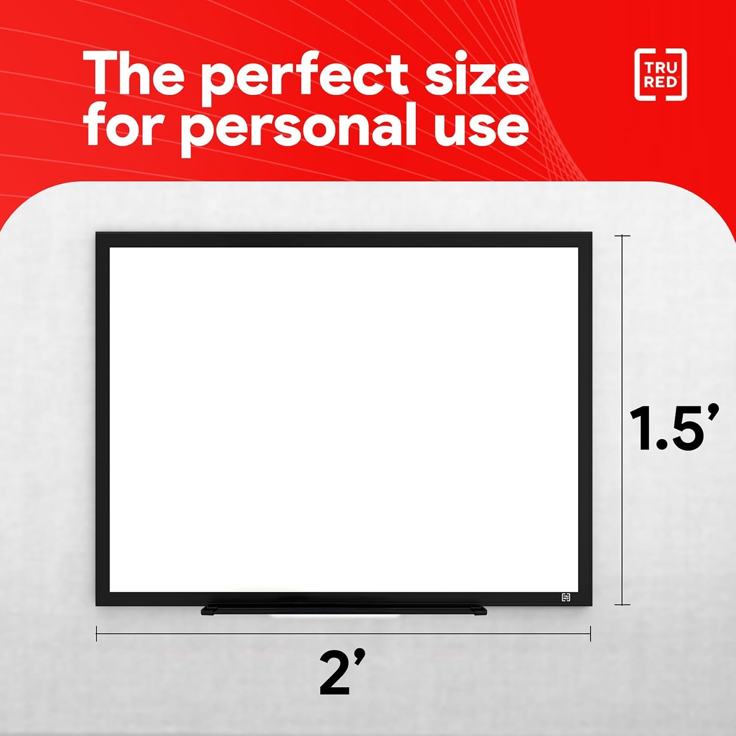 image:imageTRU RED Steel Magnetic Whiteboard Dry Erase Board for Wall White Board with Satin Frame 2 ft x 15 ftBlack