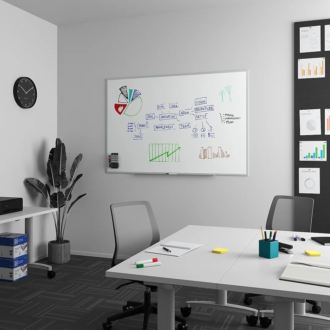 image:imageTRU RED Steel Magnetic Whiteboard Dry Erase Board for Wall White Board with Satin Frame 2 ft x 15 ftGray