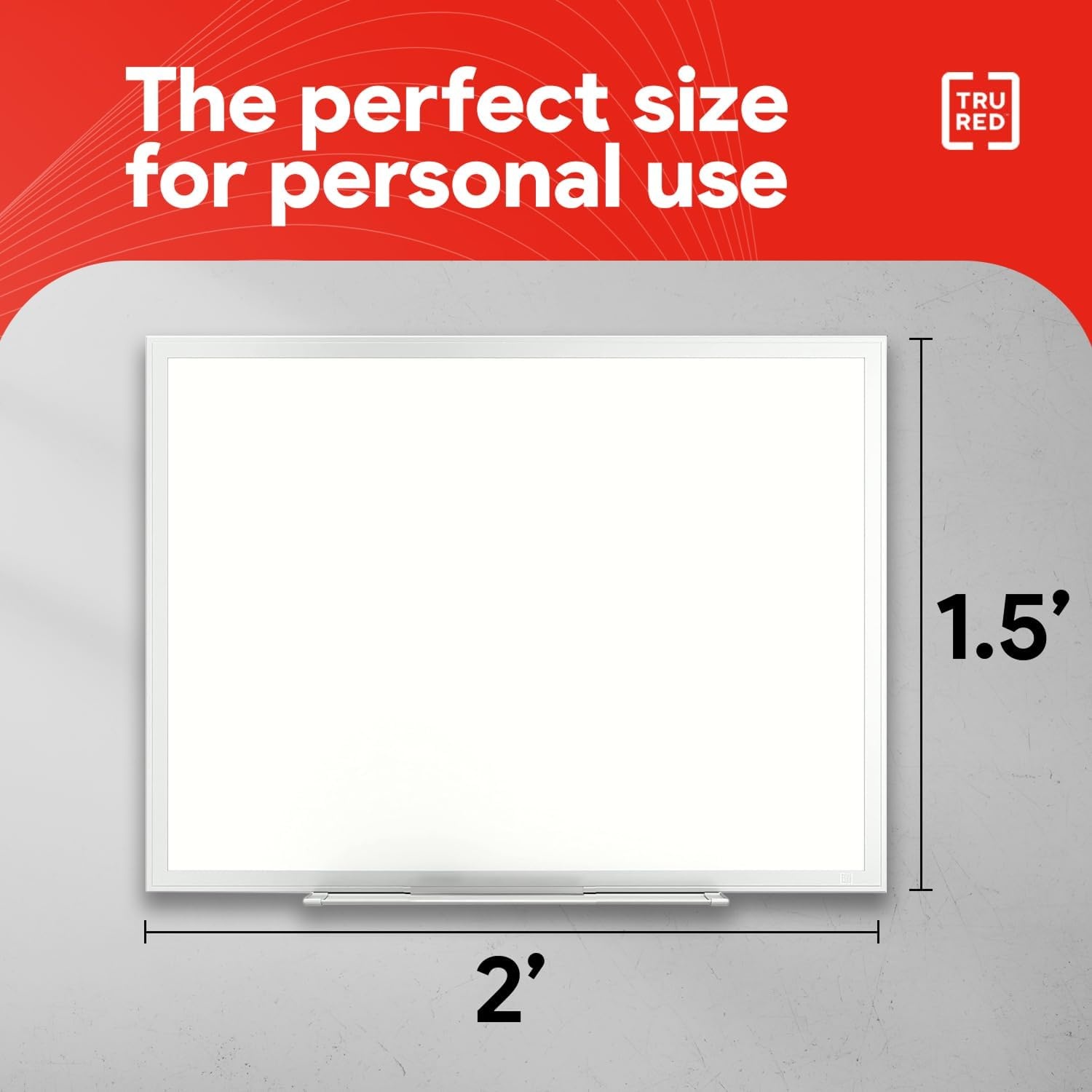 image:imageTRU RED Steel Magnetic Whiteboard Dry Erase Board for Wall White Board with Satin Frame 2 ft x 15 ftGray