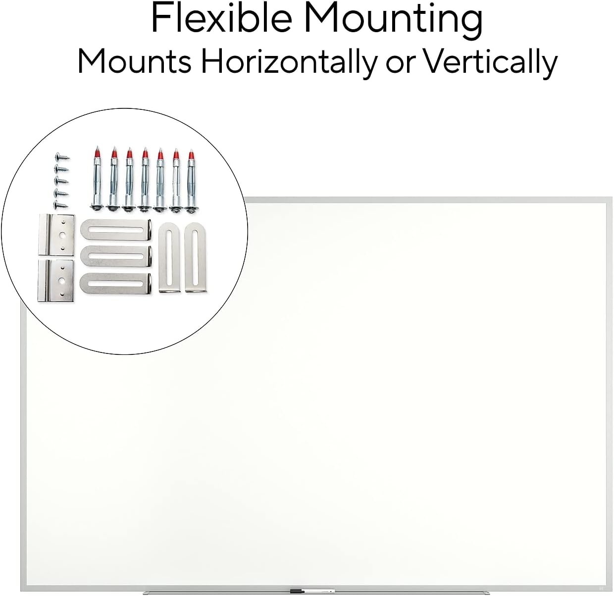 image:imageTRU RED Steel Magnetic Whiteboard Dry Erase Board for Wall White Board with Satin Frame 2 ft x 15 ftGray