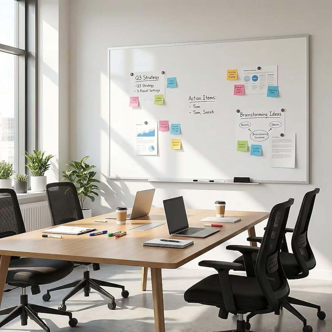 image:imageTRU RED Steel Magnetic Whiteboard Dry Erase Board for Wall White Board with Satin Frame 2 ft x 15 ftGray