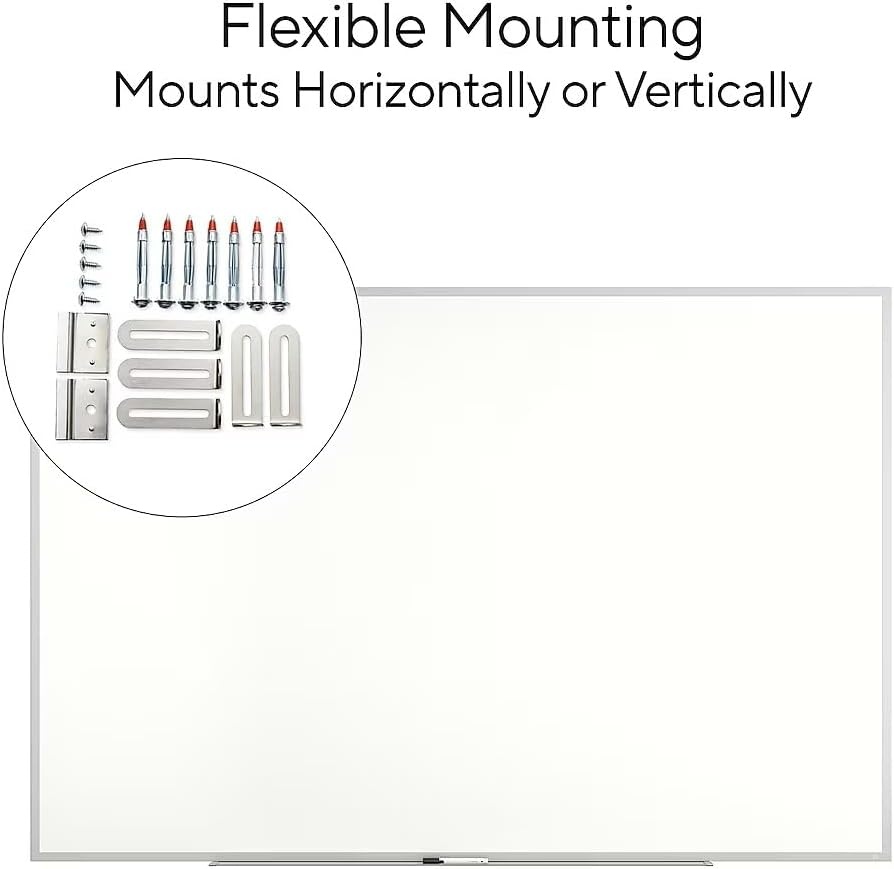 image:imageTRU RED Steel Magnetic Whiteboard Dry Erase Board for Wall White Board with Satin Frame 2 ft x 15 ftGray