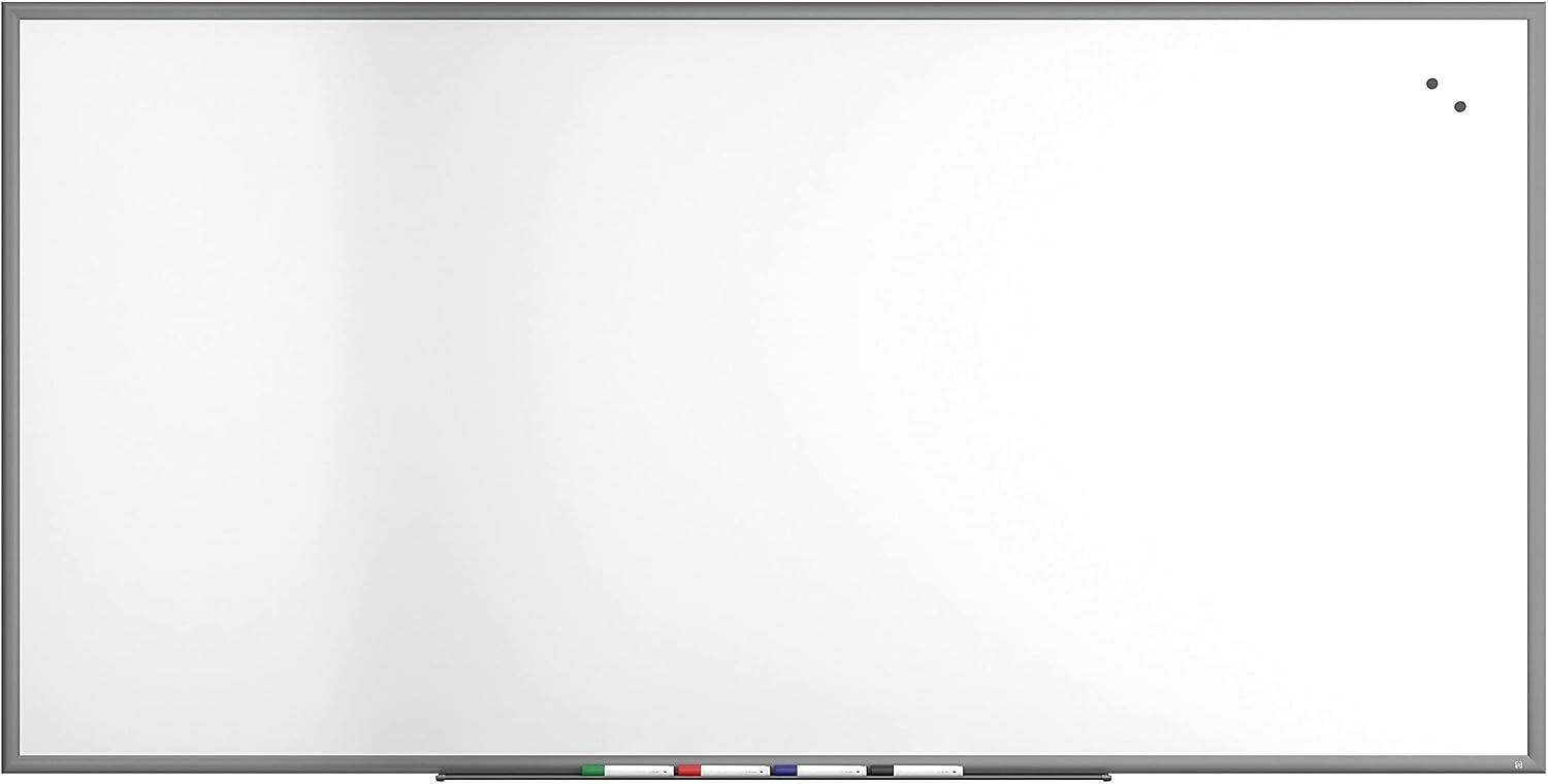 image:imageTRU RED Steel Magnetic Whiteboard Dry Erase Board for Wall White Board with Satin Frame 2 ft x 15 ftGunmetal