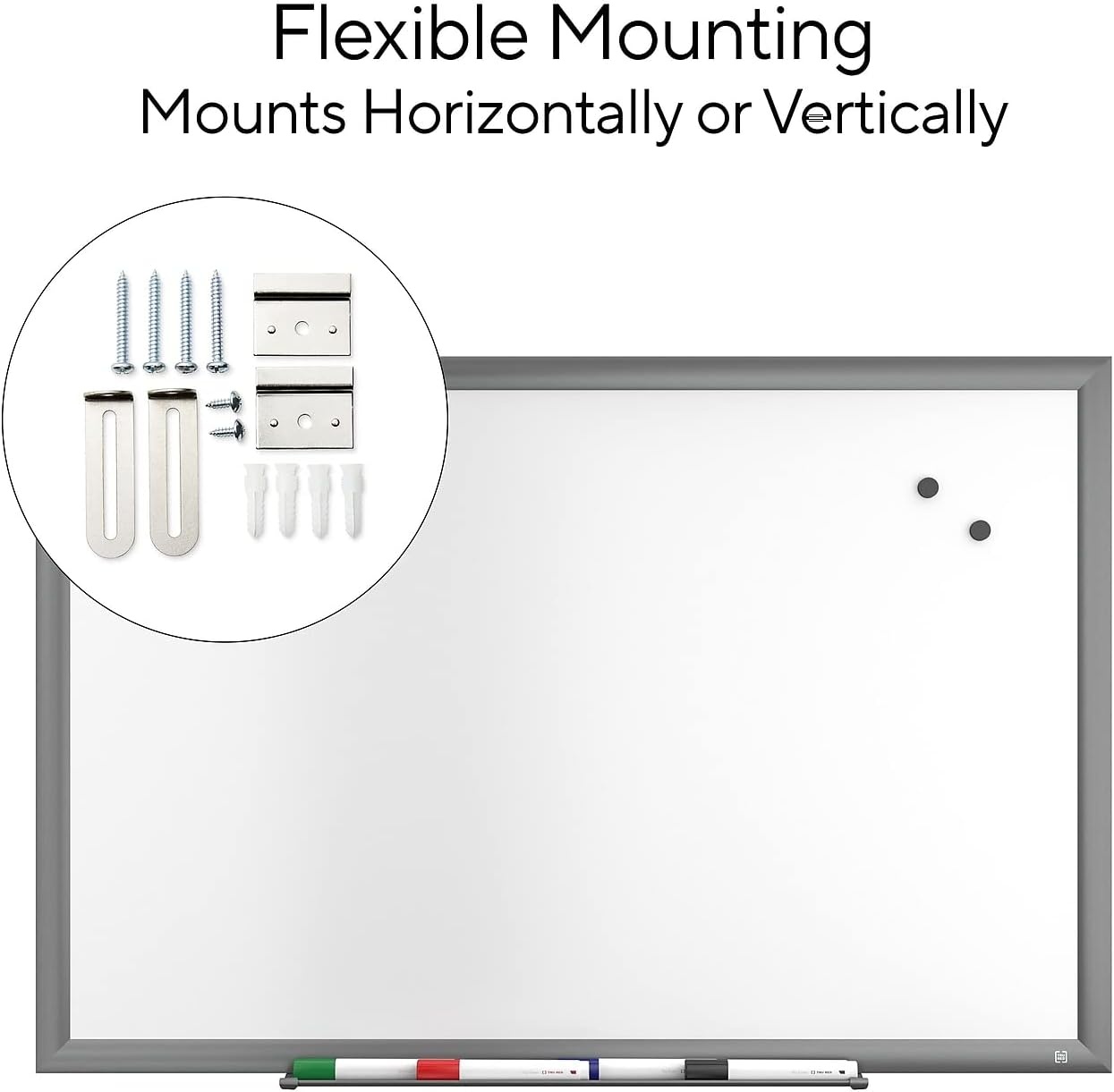 image:imageTRU RED Steel Magnetic Whiteboard Dry Erase Board for Wall White Board with Satin Frame 2 ft x 15 ftGunmetal