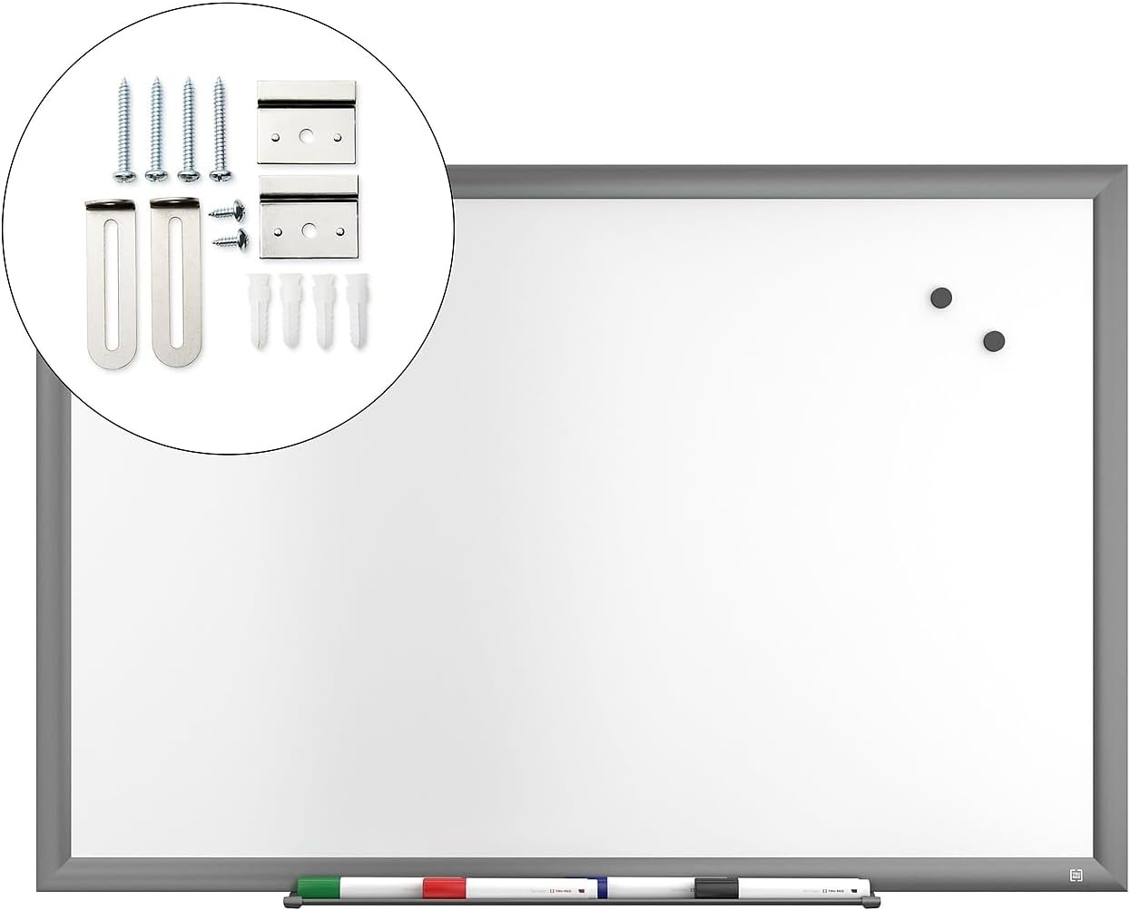 image:imageTRU RED Steel Magnetic Whiteboard Dry Erase Board for Wall White Board with Satin Frame 2 ft x 15 ftGunmetal