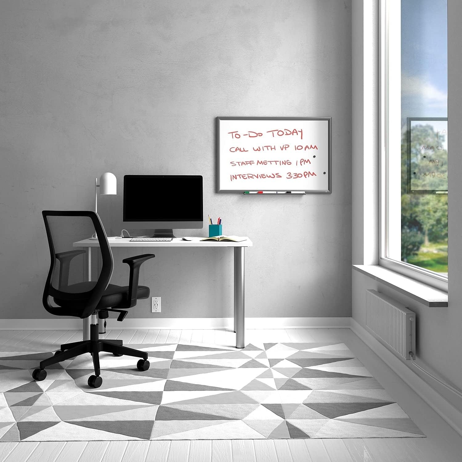 image:imageTRU RED Steel Magnetic Whiteboard Dry Erase Board for Wall White Board with Satin Frame 2 ft x 15 ftGunmetal