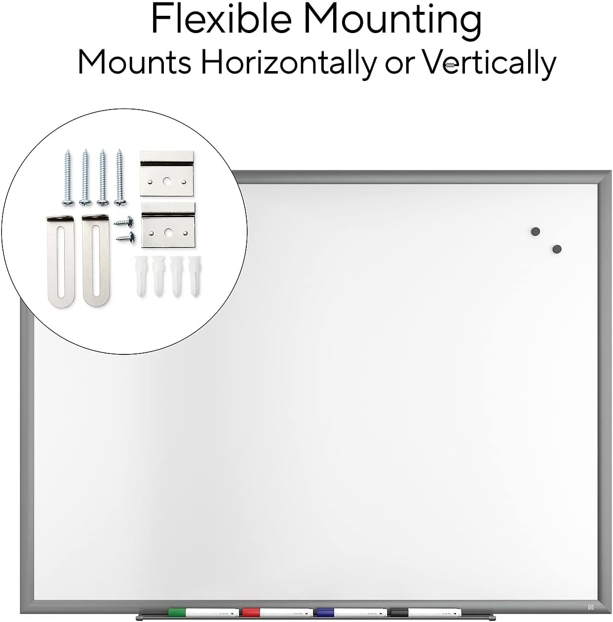 image:imageTRU RED Steel Magnetic Whiteboard Dry Erase Board for Wall White Board with Satin Frame 2 ft x 15 ftGunmetal