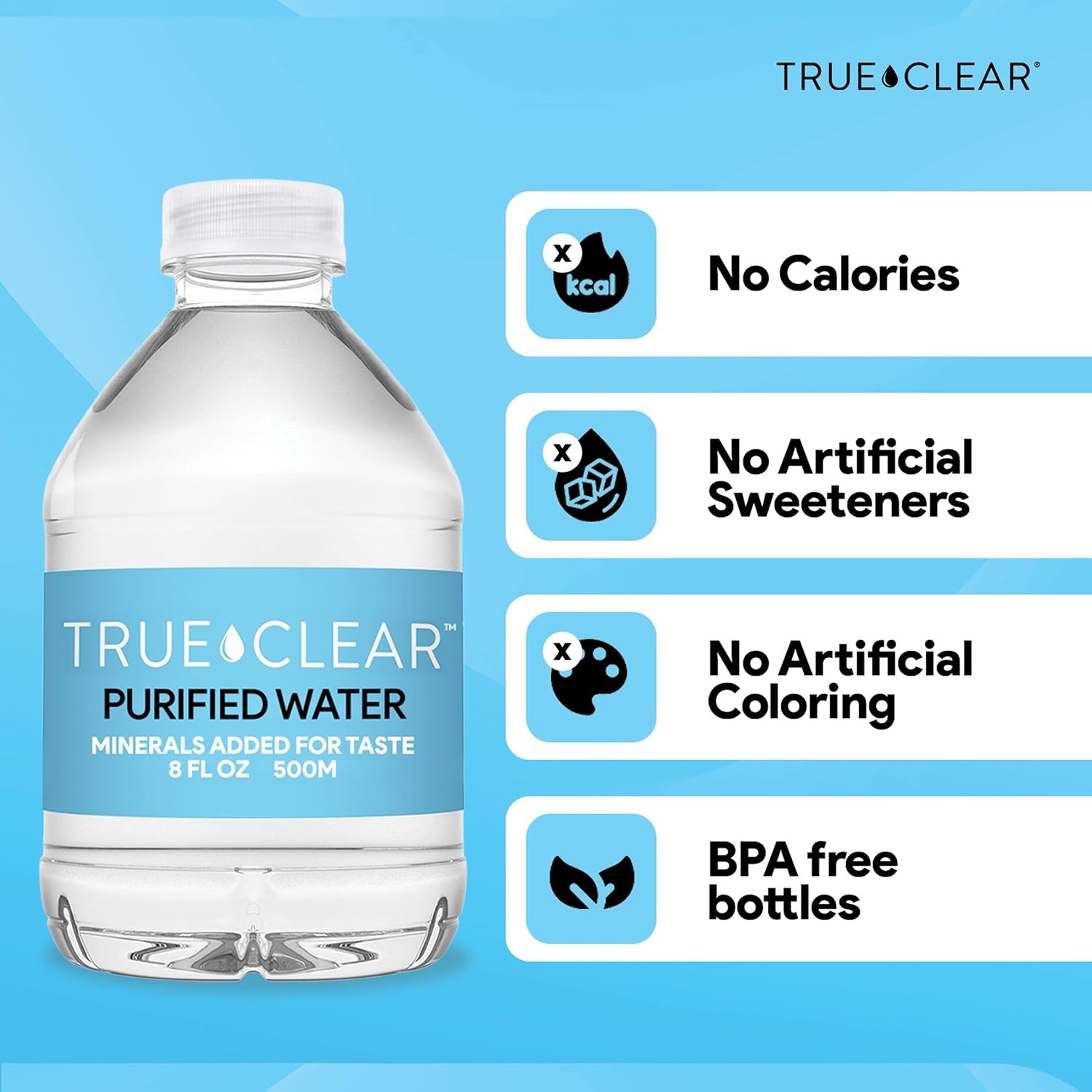 image:imageTrue Clear Purified Drinking Water 169 fl oz Bottles 24Pack BPAFree Recyclable Perfect for Lunches8 Fl Oz Pack of 24