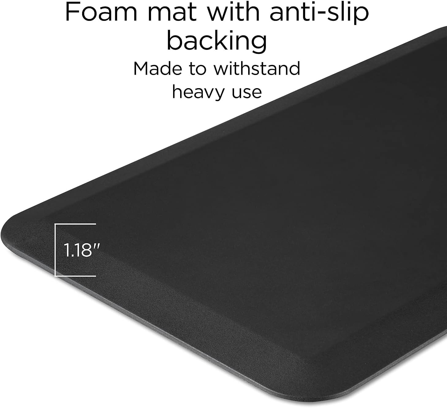 image:imageUnion amp Scale Flexfit AntiFatigue Floor Mat Cushioned Ergonomic Standing Mat NonSlip Waterproof 315 x 195 Black 2Pack