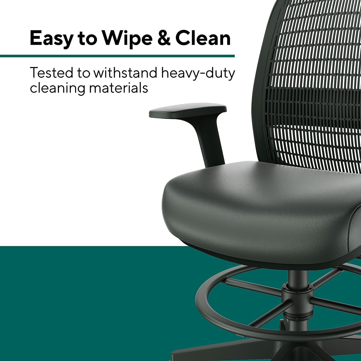 image:imageWorkplace 20 Drafting Stool Mesh Ergonomic Lumbar Support Adjustable Height BlackPoly