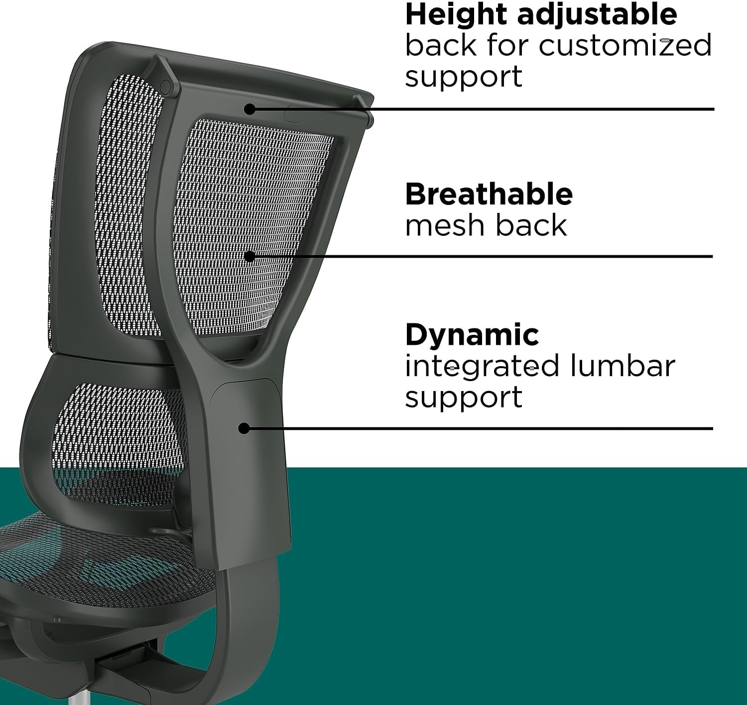 image:imageWorkplace 20 Ergonomic Task Chair Mesh Ergonomic Lumbar Support Adjustable Height Black