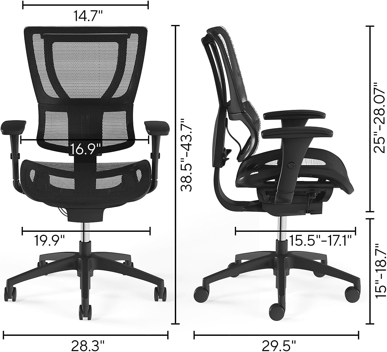 image:imageWorkplace 20 Ergonomic Task Chair Mesh Ergonomic Lumbar Support Adjustable Height Black