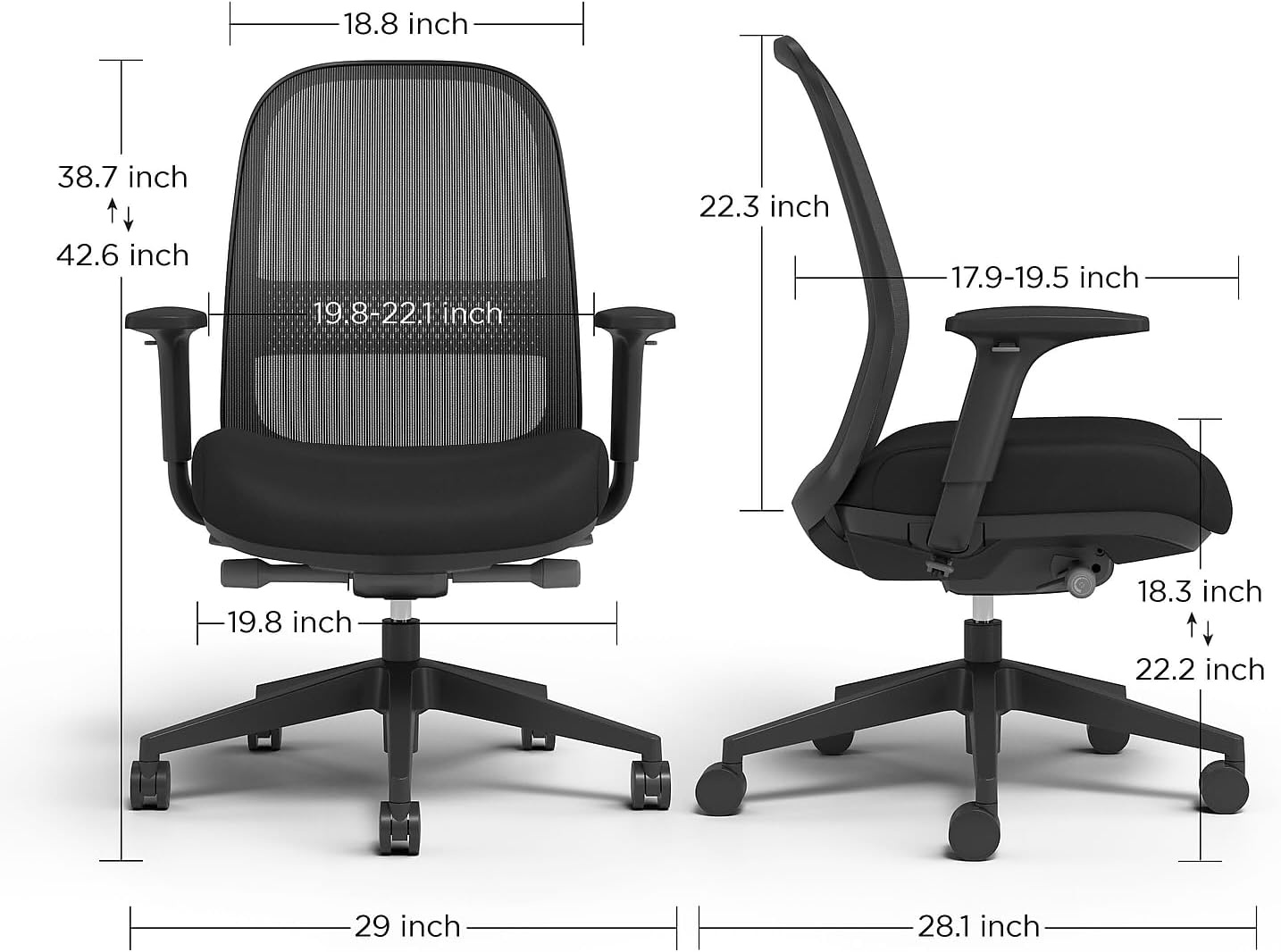 image:imageWorkplace 20 Ergonomic Task Chair Polyurethane BlackFabric