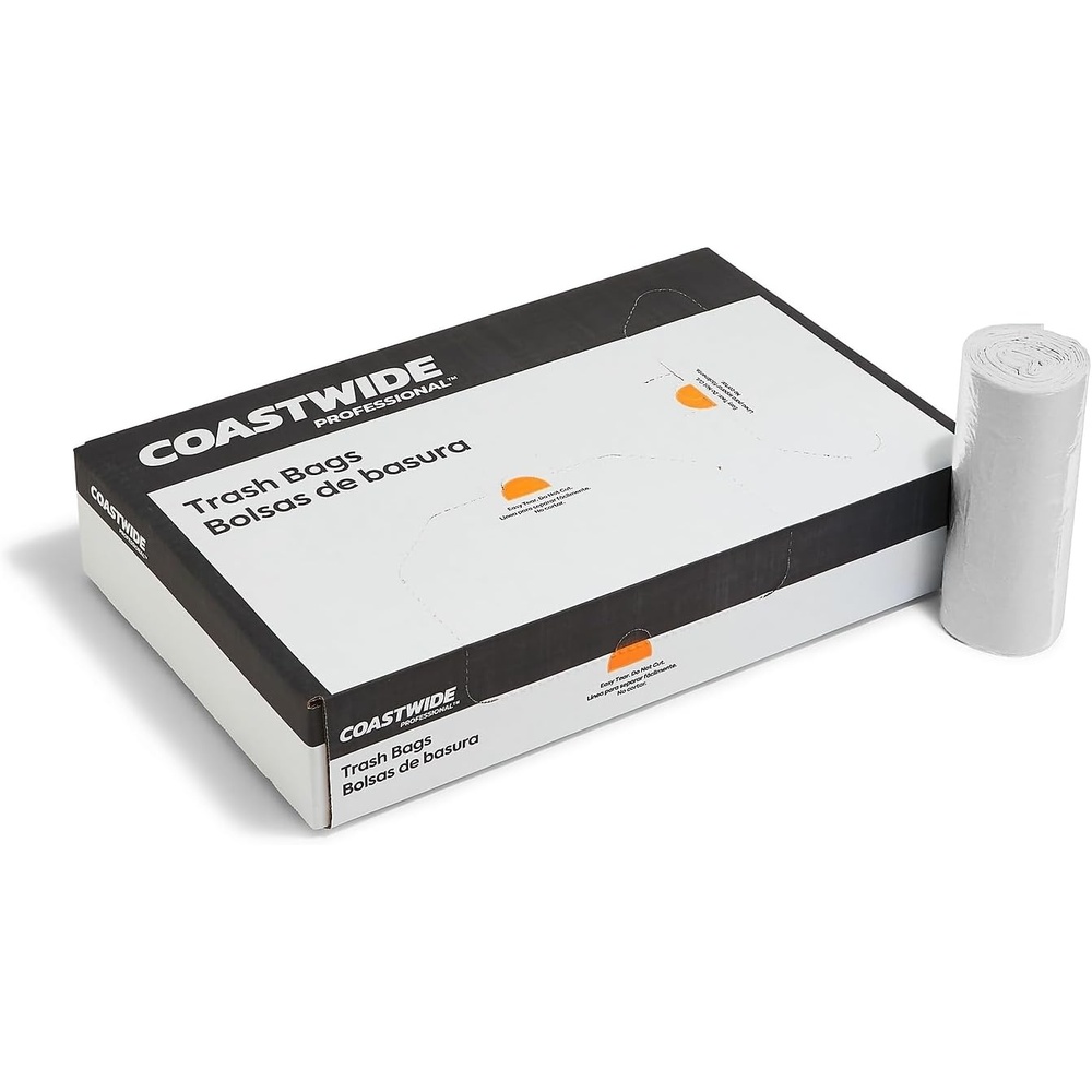 image:imageCoastwide Professional 33 Gallon Trash Bag with 30 PCR 33 x 39 Low Density 08 mil Clear 200 BagsBox