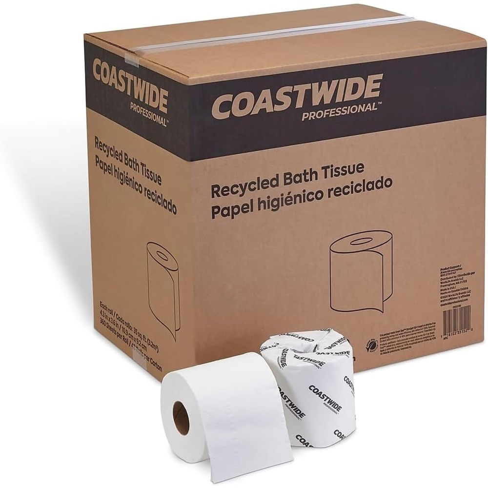 image:imageCoastwide Professional Recycled Toilet Paper 2ply White 550 SheetsRoll 80 RollsCarton350 Sheets per Roll