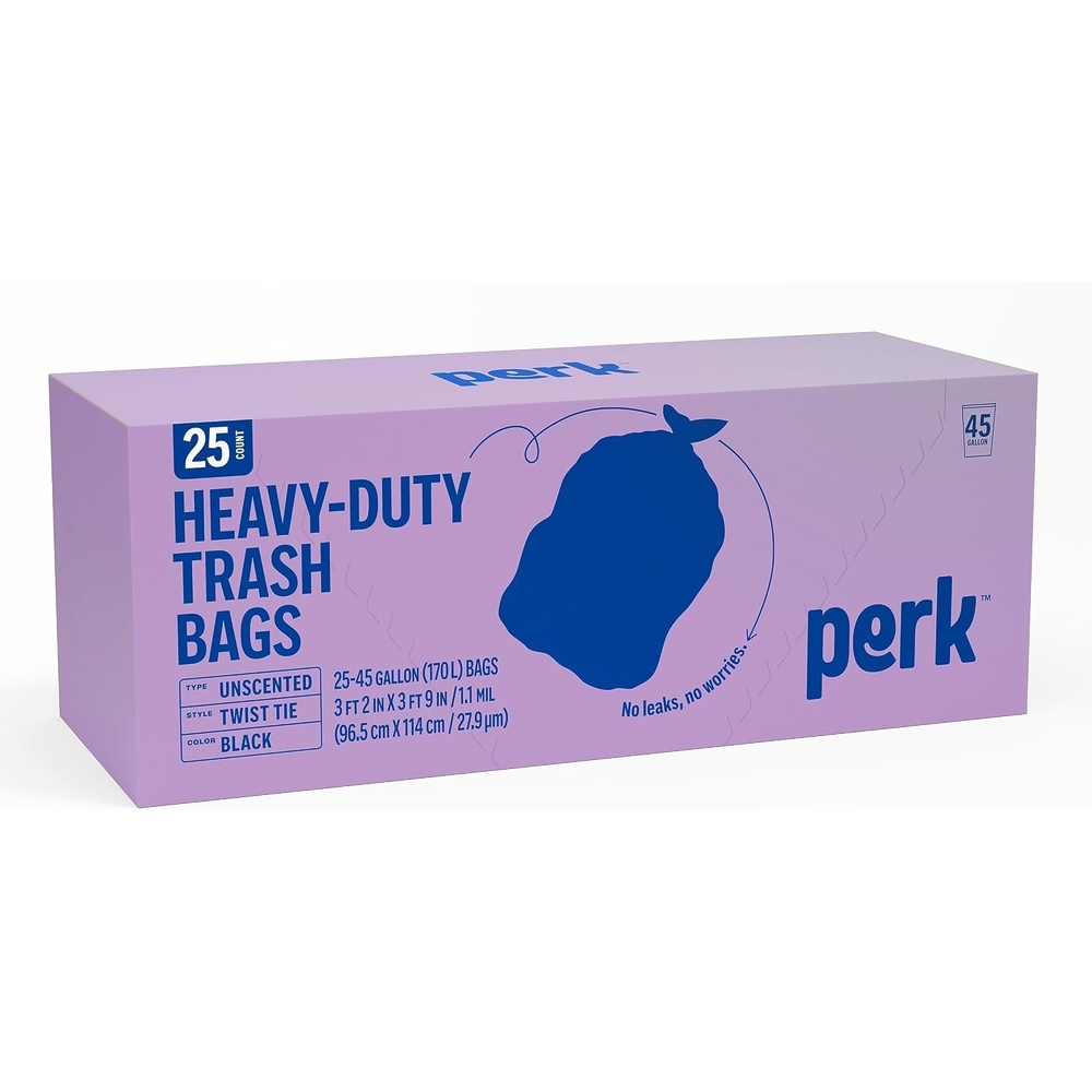 image:imagePERK Black 45 Gallon Trash Bag Low Density 11 Mil45 Gallon