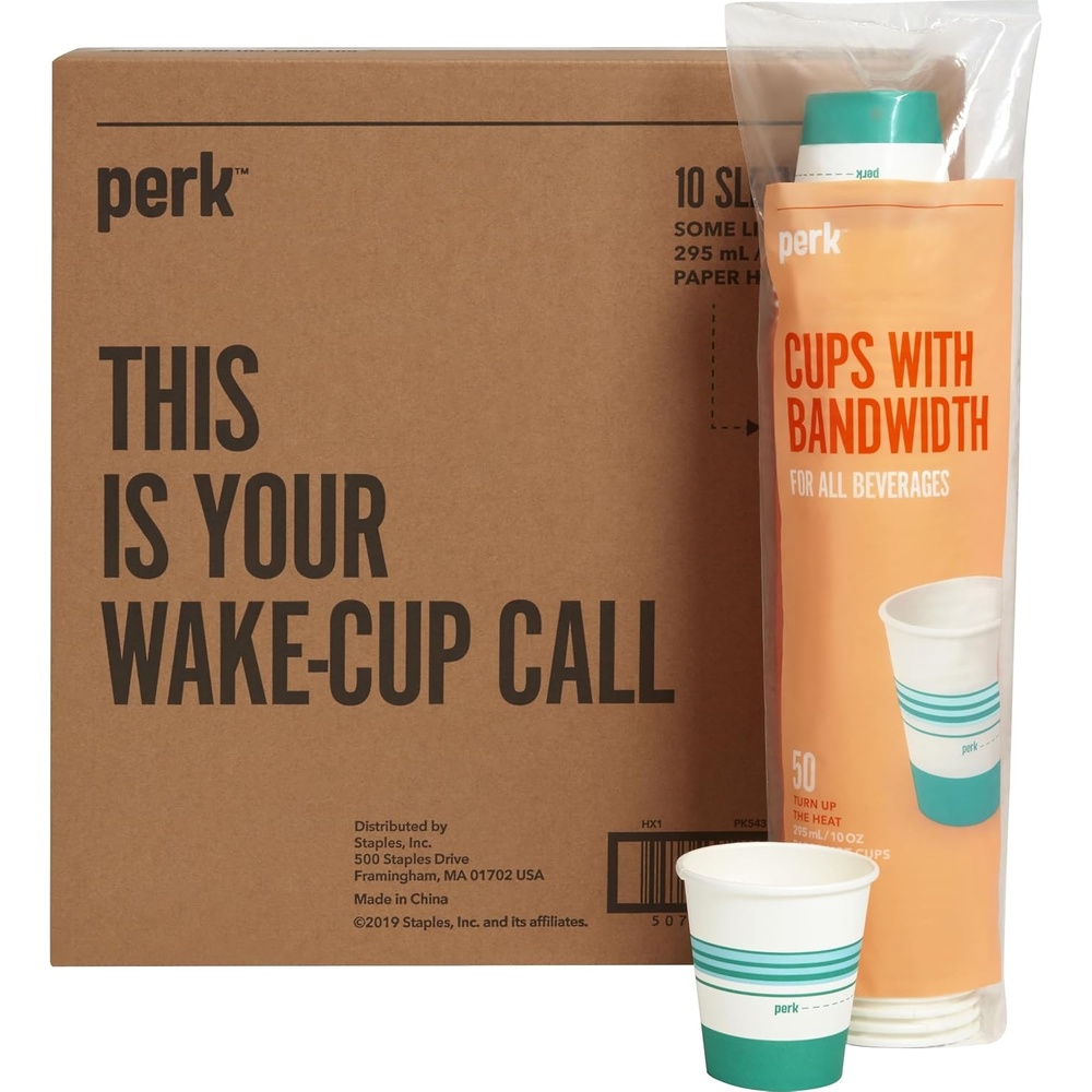 image:imagePerk 12 Oz Paper Hot Cups 500 Count Bulk Disposable Coffee Cups for Hot Beverages WhiteBlue500 Pack