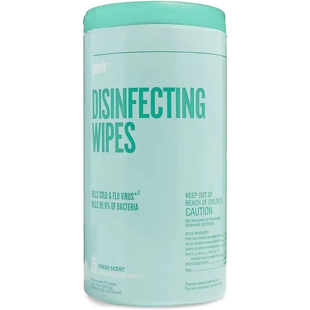 image:imagePerk Disinfecting Wipes Lemon Scent 75 WipesCanister  MultiSurface Cleaning Wipes for Home Office amp Classroom6 Pack