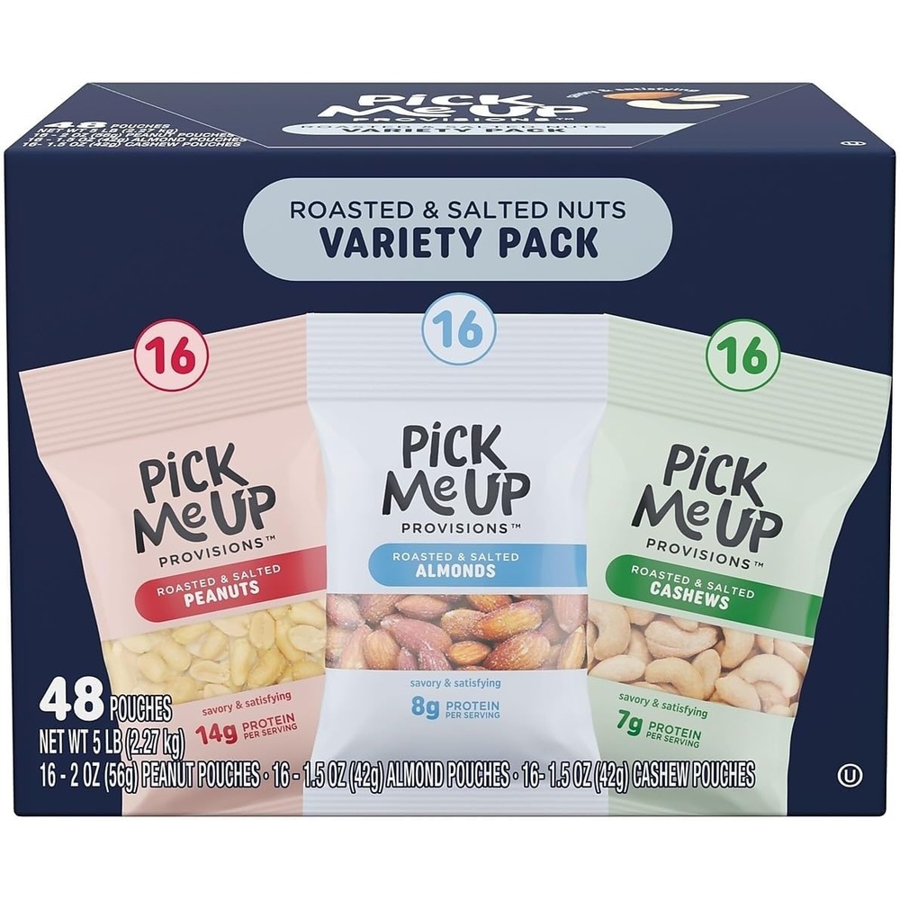 image:imagePick Me Up Provisions Roasted amp Salted Peanuts 36 SingleServe 2 oz Bags HighProtein Snack Packs for Work Travel amp LunchesVariety Pack