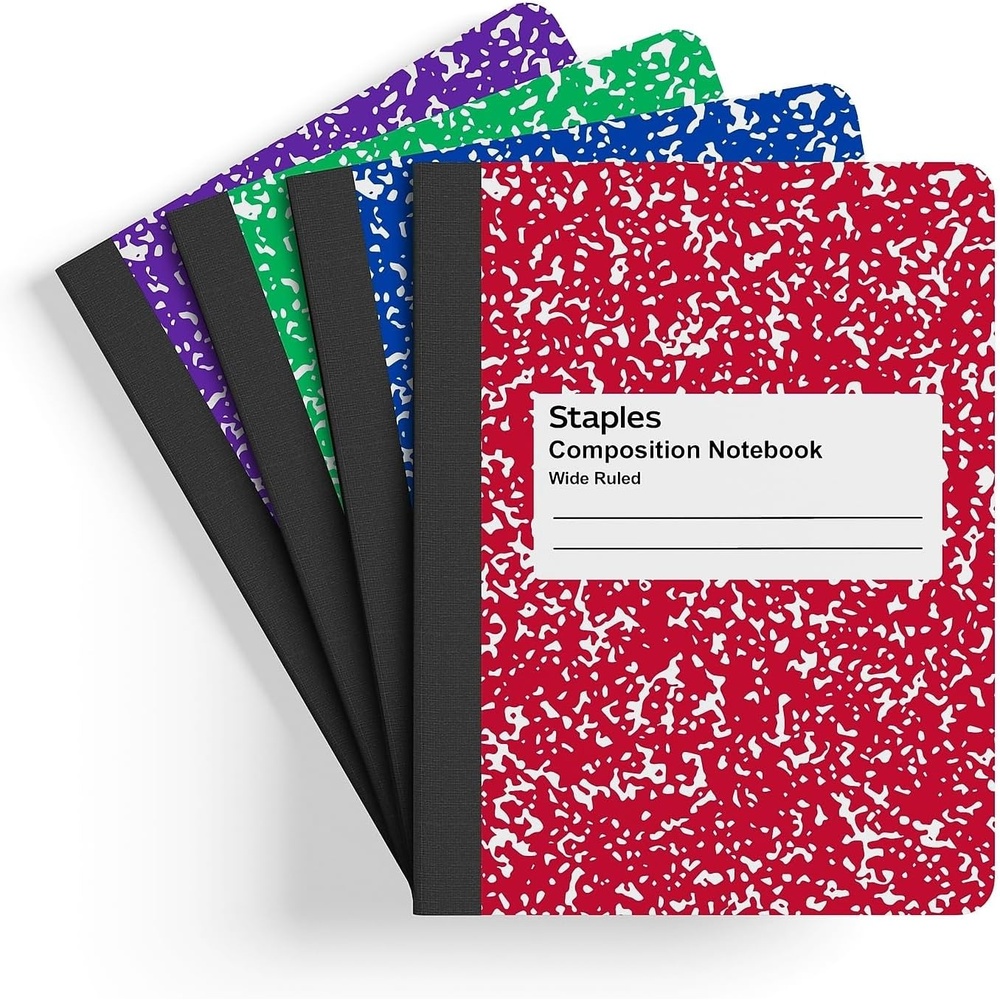 image:imageSTAPLES Composition Notebook 975 x 75 Wide Ruled Assorted Colors 48Pack