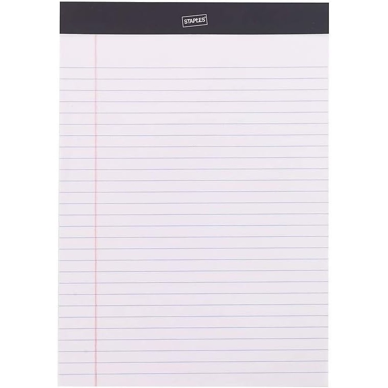 image:imageSTAPLES Legal Pads 85 x 11 Wide Ruled Perforated 50 SheetsPad 12PackNotepads 72 Pack