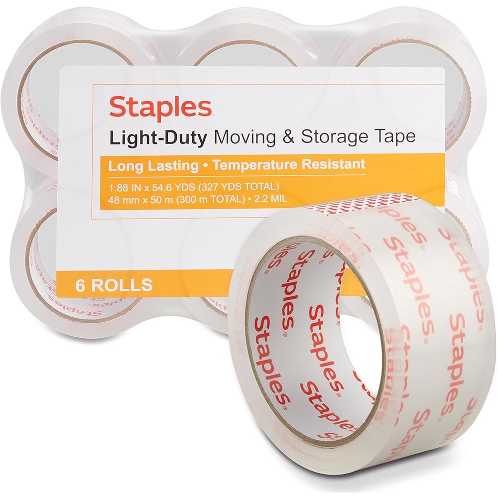 image:imageSTAPLES Lightweight Moving amp Storage Packing Tape 188 x 546 Yards 36Rolls6 Pack