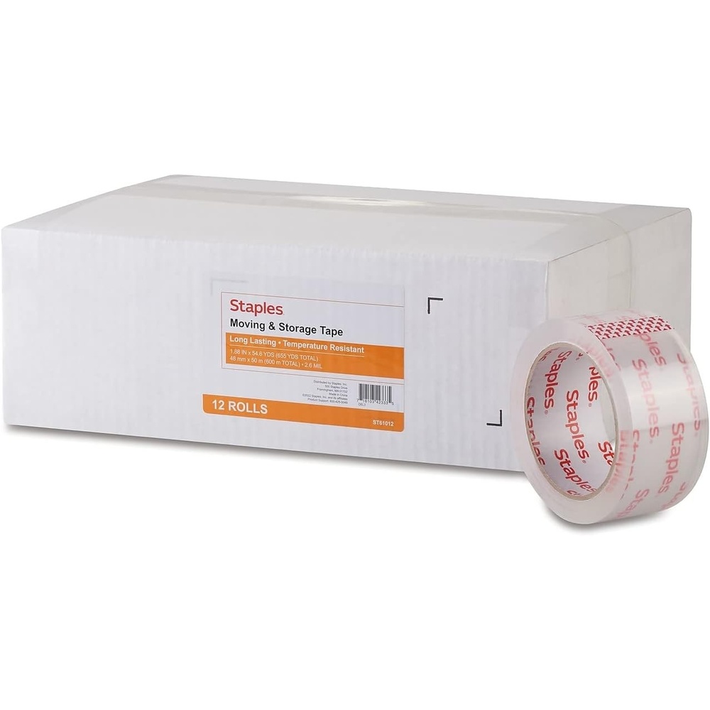 image:imageSTAPLES Moving amp Storage Packing Tape 188 x 546 Yards Clear 36 Rolls12 Pack