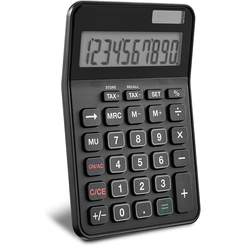 image:imageStaples 10Digit Desktop Calculator ExtraLarge LCD Display Dual Solar amp Battery Power Big Buttons for Easy Use Basic Office amp Home Calculator Black 2Pack ST240CCVS