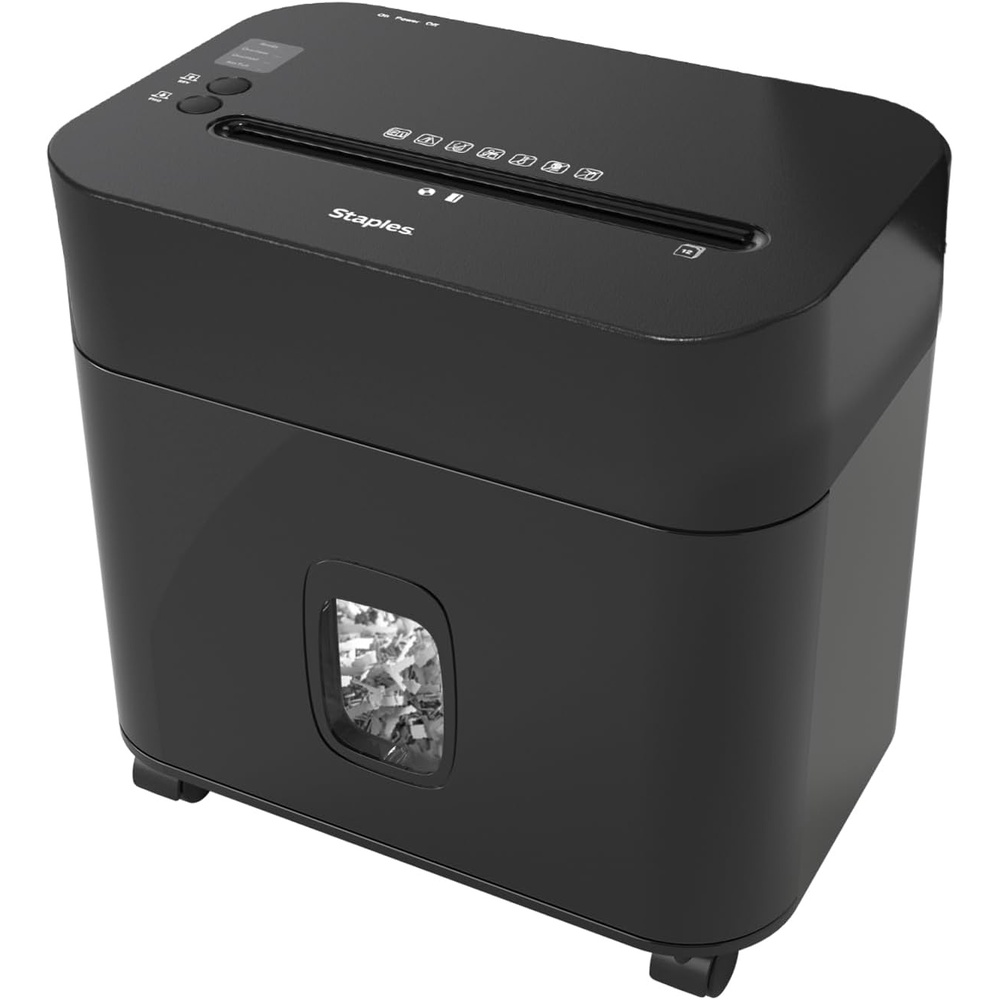 image:imageStaples 12Sheet MicroCut Paper Shredder HighSecurity Shreds Credit Cards for Home amp Office AntiJam Black12 Sheet Wide