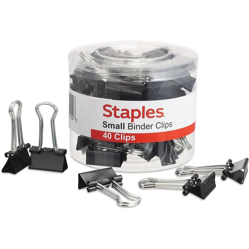 image:imageStaples Medium Binder Clips 063 Capacity Black 144 ClipsPack ST3200340 Pack