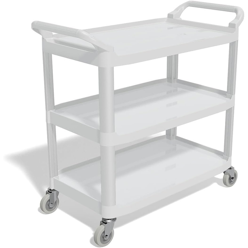 image:imageStaples Plastic Utility Cart with Wheels Gray Lightweight Rolling Utility Cart for Office Home and Storage Use