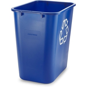 COASTWIDE Professional Indoor Trash Can Without Lid, Black Soft Molded Plastic, 7 Gallon (CW56429)(Blue)