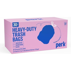 PERK Black 45 Gallon Trash Bag, Low Density 1.1 Mil(33 Gallon)