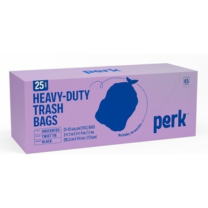 PERK Black 45 Gallon Trash Bag, Low Density 1.1 Mil(45 Gallon)