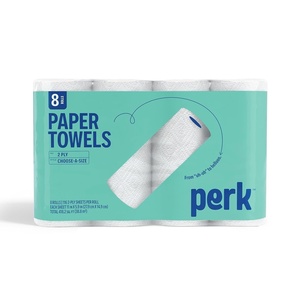 Perk Choose-A-Size Paper Towels, 2-Ply, 116 Sheets/Roll, 8 Rolls Pack – Highly Absorbent Kitchen Towels, White