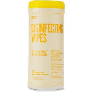 Perk Disinfecting Multi-Surface Cleaning Wipes, Lemon & Fresh Scent, 35‑Count Each, Pack of 6 (Total 210)