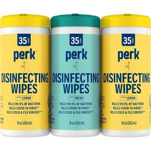 Perk Disinfecting Wipes, Fresh & Lemon Scent, 35 Wipes/Canister – Multi‑Surface Cleaning Wipes for Home, Office & Classroom