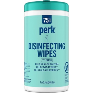 Perk Disinfecting Wipes, Lemon Scent, 75 Wipes/Canister — Multi‑Surface Cleaning Wipes for Home, Office & Classroom(1 Pack)