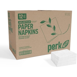 Perk Eco Recycled Lunch Napkin, 1-ply, White, 400 Napkins/Pack, 12 Packs/Carton(12 Pack)