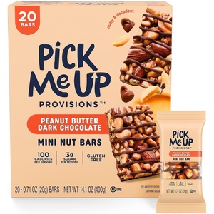 Pick Me Up Provisions Mini Gluten Free Salted Caramel Dark Chocolate Nut Bar, 20 Bars, Perfect for Lunches, Protein Snack(Peanut Butter)