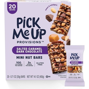 Pick Me Up Provisions Mini Gluten Free Salted Caramel Dark Chocolate Nut Bar, 20 Bars, Perfect for Lunches, Protein Snack(Salted Caramel)