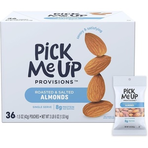 Pick Me Up Provisions Roasted & Salted Peanuts, 36 Single‑Serve 2 oz Bags, High‑Protein Snack Packs for Work, Travel & Lunches(Almonds)