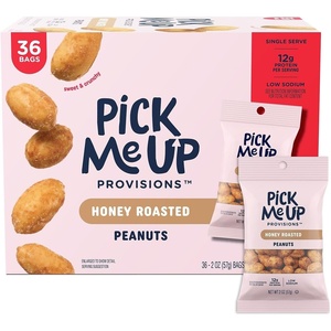 Pick Me Up Provisions Roasted & Salted Peanuts, 36 Single‑Serve 2 oz Bags, High‑Protein Snack Packs for Work, Travel & Lunches(Honey Peanuts)