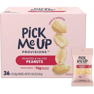 Pick Me Up Provisions Roasted & Salted Peanuts, 36 Single‑Serve 2 oz Bags, High‑Protein Snack Packs for Work, Travel & Lunches(Peanuts)