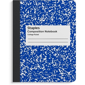 STAPLES Composition Notebook, 9.75” x 7.5”, College Ruled, 100 Sheets, Assorted Colors, 48/Carton(Blue)