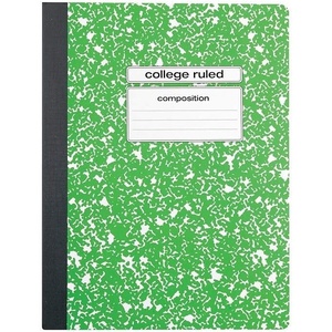 STAPLES Composition Notebook, 9.75” x 7.5”, College Ruled, 100 Sheets, Assorted Colors, 48/Carton(Green)