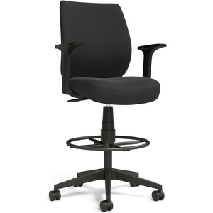 STAPLES Drafting Stool, Fabric, Footrest, Black(Fabric)